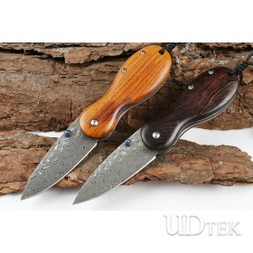 Small hand mine Damascus steel folding knife UD4051891 